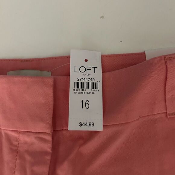 NEW LOFT Pink High Rise Raw Hem 4” Bermuda Shorts Size 16 - Picture 11 of 12